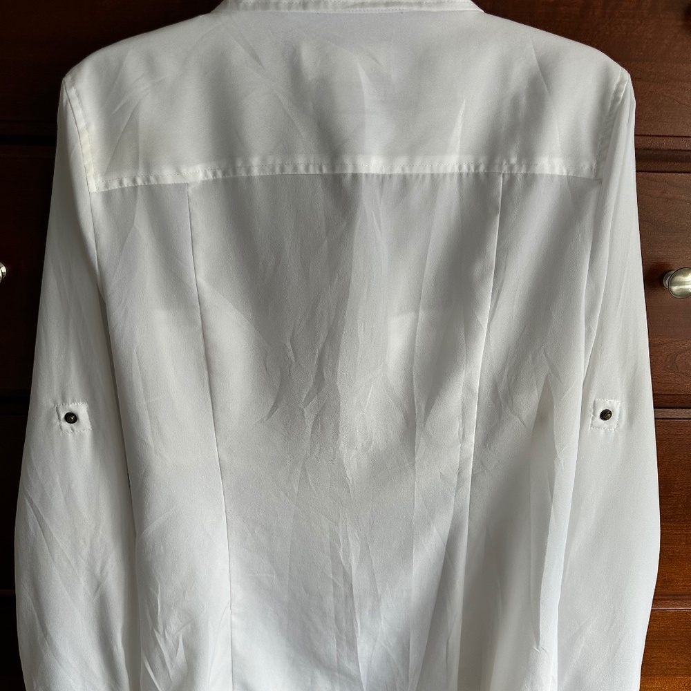 Michael Michael Kors Solid White, Zip-Front Blouse - image 2